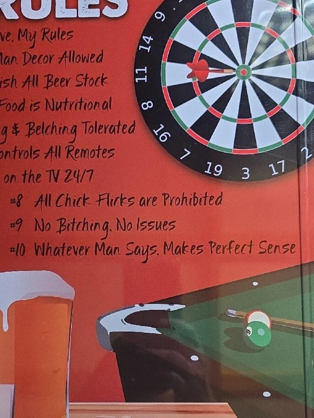 Man Cave Rules Metal Sign - Red